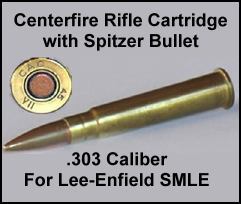 .303 caliber rifle round for Lee-Enfield SMLE